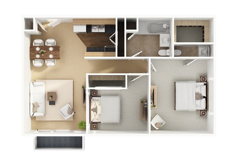 Floor plan for 2 beds, 1.5 baths, 850 sqft